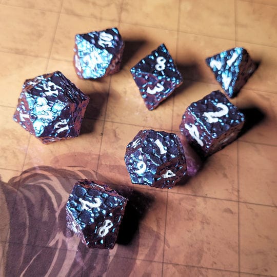Meteorite Blue Purple Color Shift Metal RPG Dice Set of 7