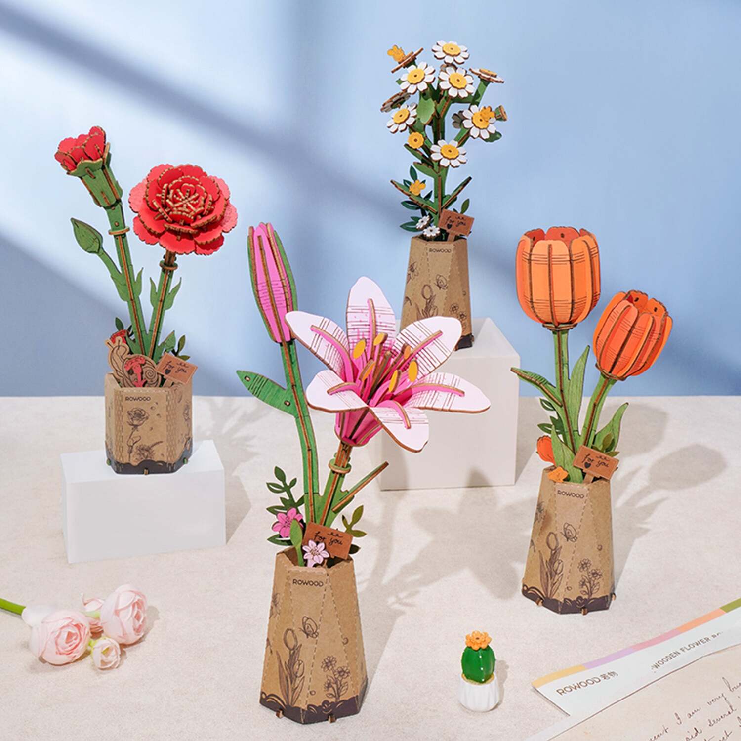 Modern Wooden Puzzle: Pink Lily - Image 3