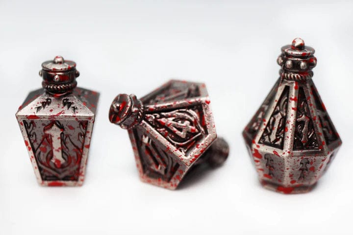 MOONLIT LANTERN: BLOOD SPLATTER - METAL RPG DICE SET - Image 3