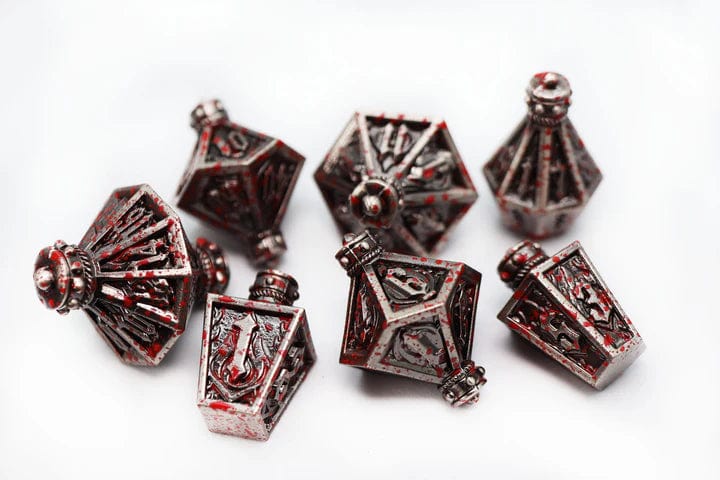 MOONLIT LANTERN: BLOOD SPLATTER - METAL RPG DICE SET - Image 5