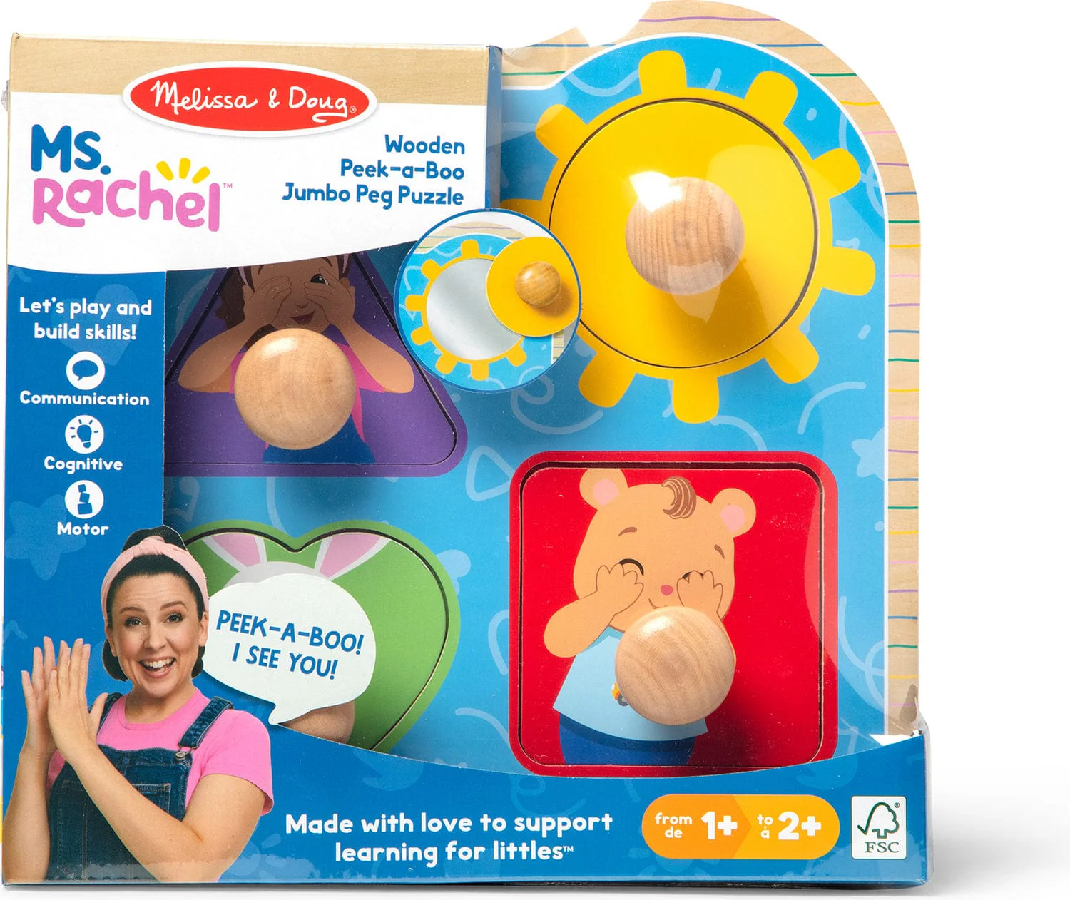 Ms. Rachel™ Wooden Peek-a-Boo Jumbo Peg Puzzle – 4 Pieces - Image 4