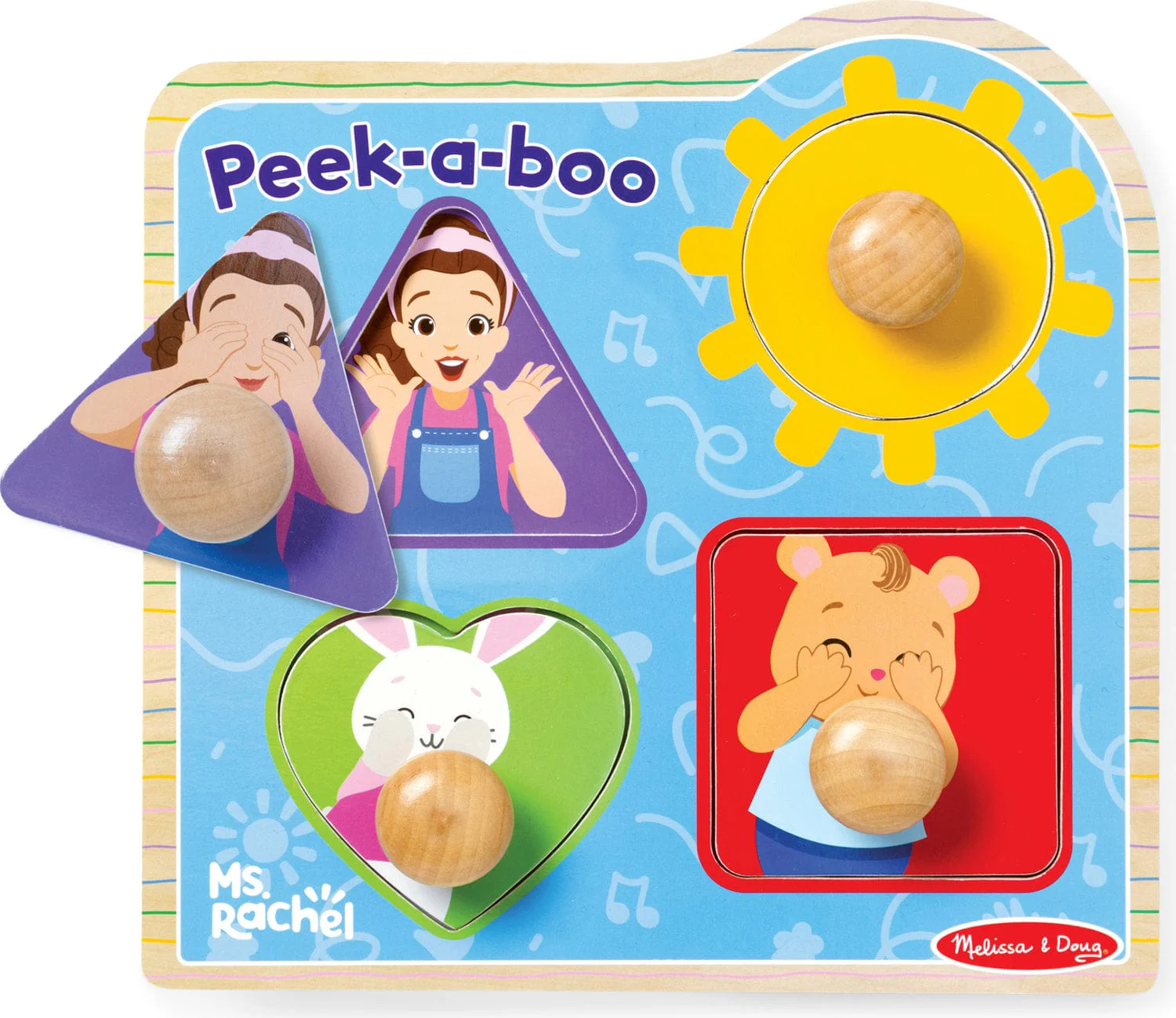 Ms. Rachel™ Wooden Peek-a-Boo Jumbo Peg Puzzle – 4 Pieces - Image 5