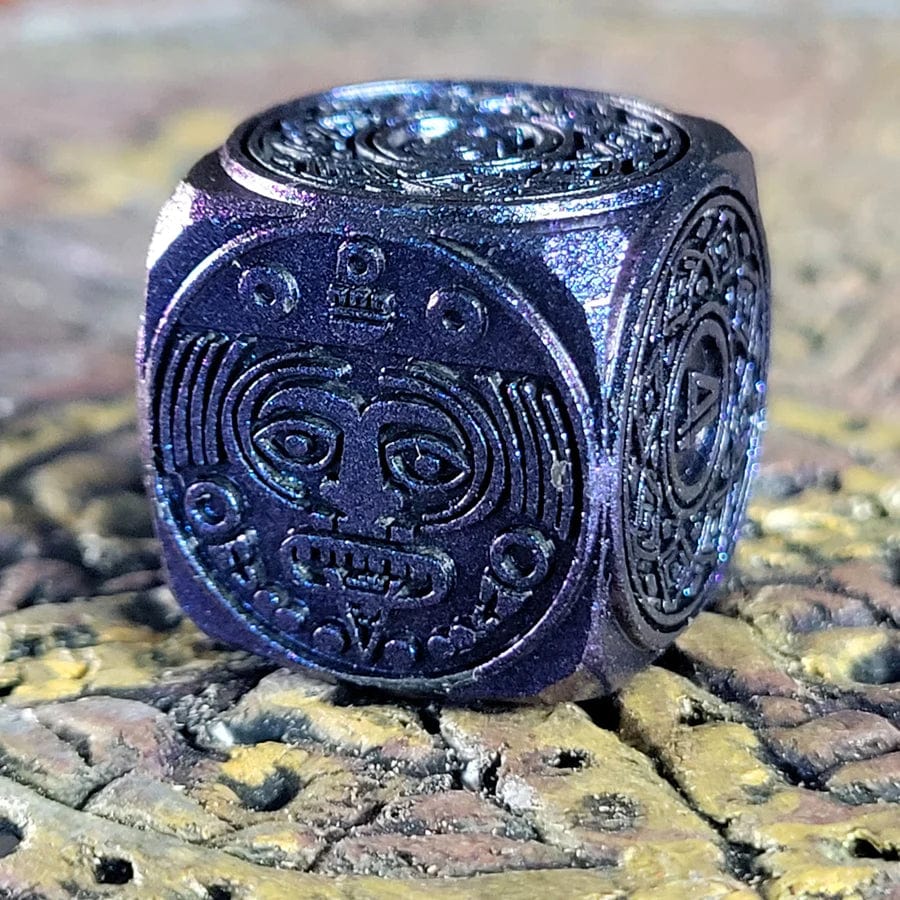 Nahuatl's Chance Blue Metal 7 Dice Set - Image 3