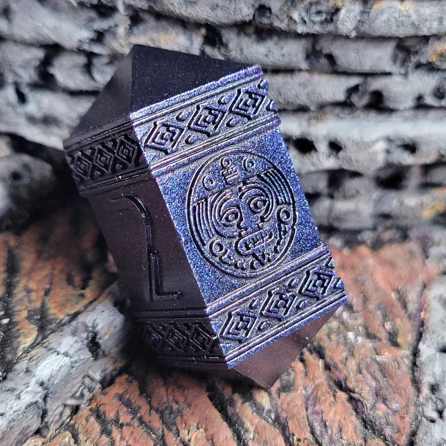 Nahuatl's Chance Blue Metal 7 Dice Set - Image 4