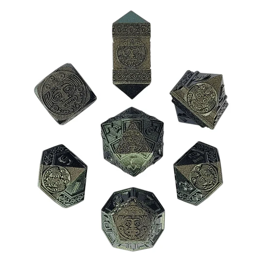 Nahuatl's Chance Green Metal RPG Dice Set - Image 2