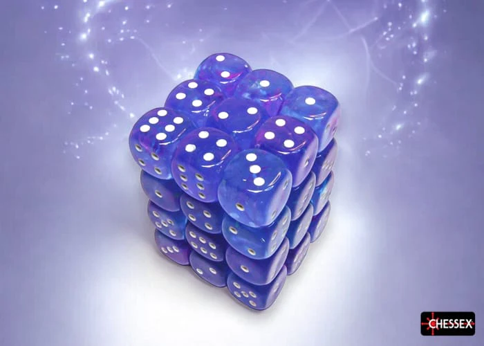 Nebula Aura/white Luminary 12mm d6 Dice Block (36 dice)