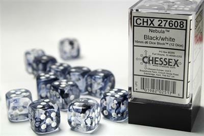 Nebula® 16mm D6 Black/white Dice Block™ (12 dice) - Image 4