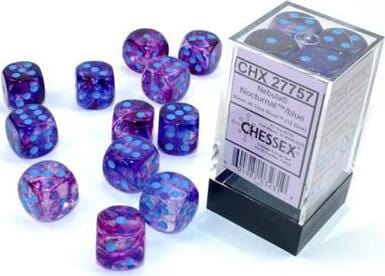 Nebula® 16mm D6 Nocturnal™/blue Luminary™ Dice Block™ (12 dice) - Image 5