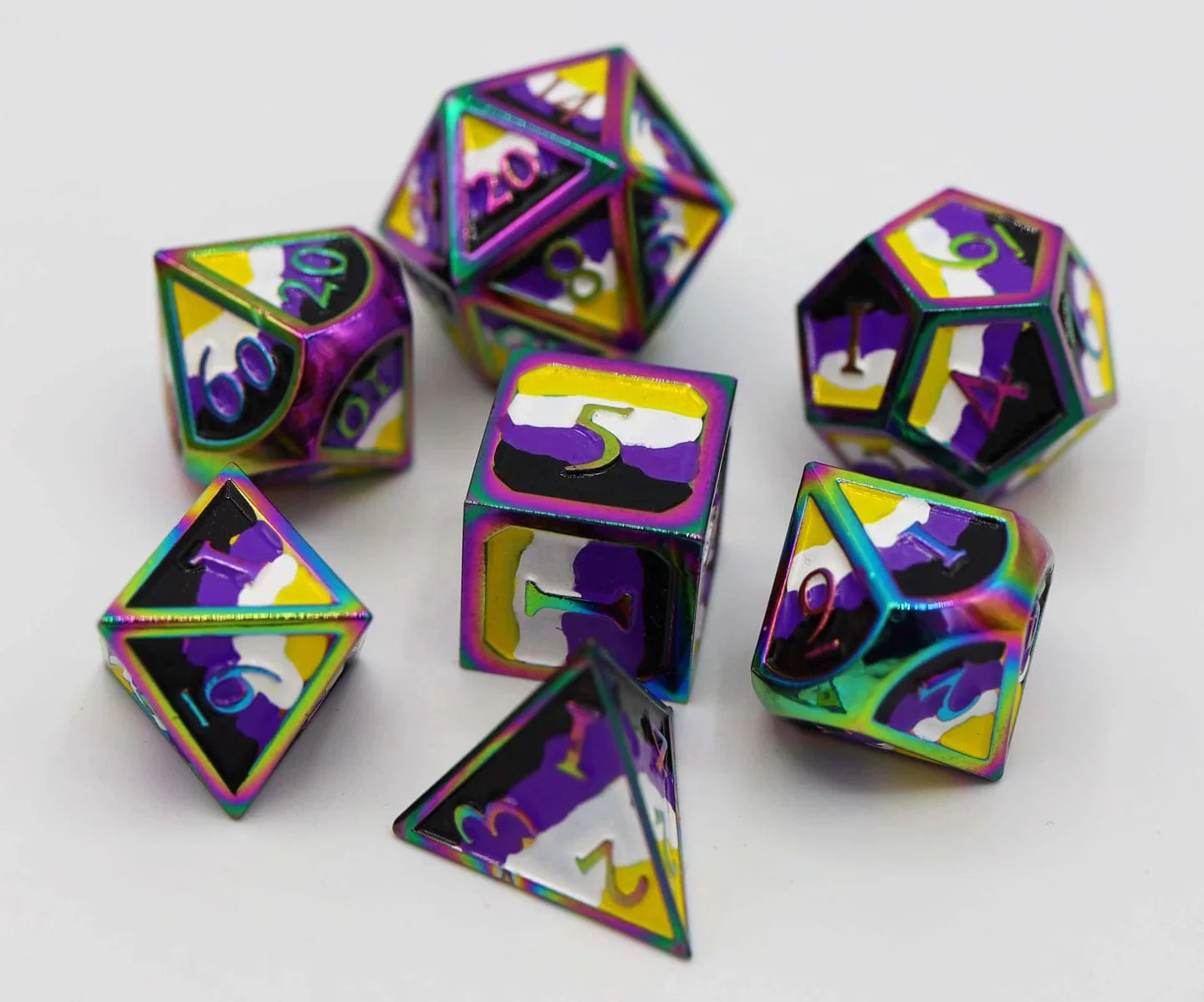 Non Binary Metal Dice Set