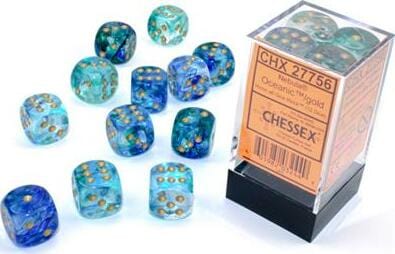 Nebula® 16mm D6 Oceanic™/gold Luminary™ Dice Block™ (12 dice)