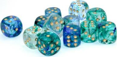 Nebula® 16mm D6 Oceanic™/gold Luminary™ Dice Block™ (12 dice) - Image 2
