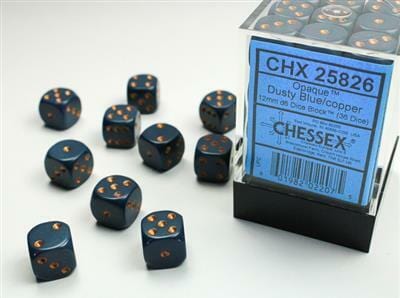 Opaque 12mm D6 Dusty Blue/copper Dice Block™ (36 dice) - Image 2