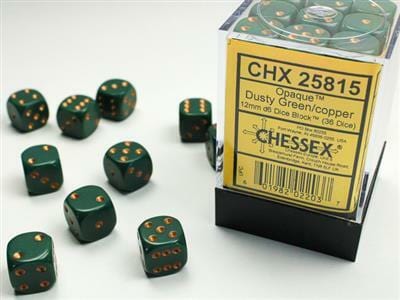 Opaque 12mm D6 Dusty Green/copper Dice Block™ (36 dice) - Image 3