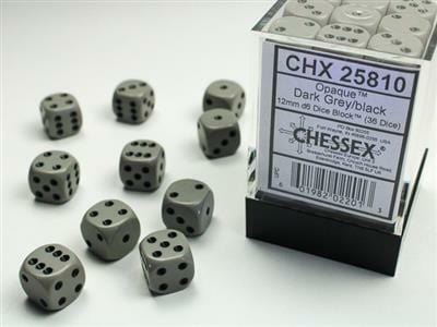Opaque 12mm D6 Dark Grey/black Dice Block™ (36 dice) - Image 3