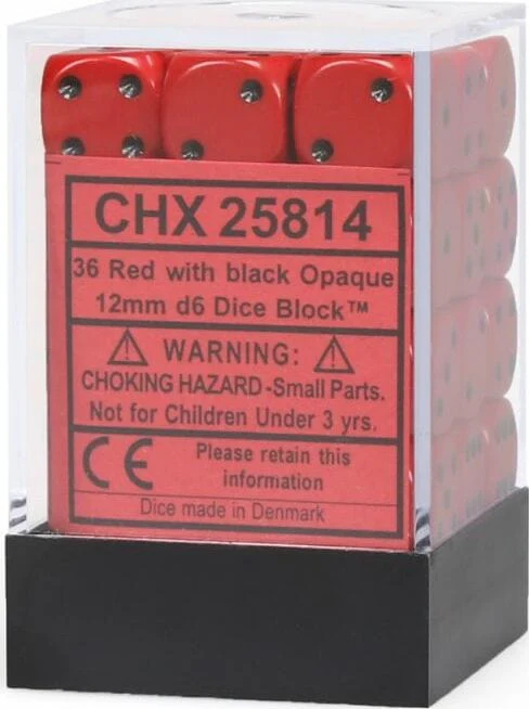 Opaque 12mm D6 Red/black Dice Block™ (36 dice) - Image 5