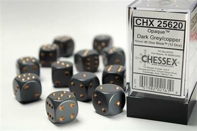 Opaque 16mm D6 Dark Grey/copper Dice Block™ (12 dice) - Image 4