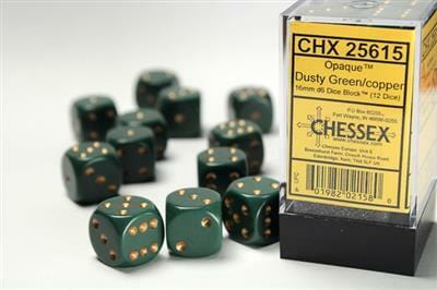 Opaque 16mm D6 Dusty Green/copper Dice Block™ (12 dice) - Image 2