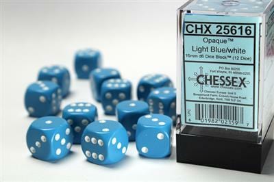 Opaque 16mm D6 Light Blue/white Dice Block™ (12 dice) - Image 4
