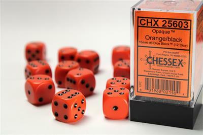 Opaque 16mm D6 Orange/black Dice Block™ (12 dice) - Image 4