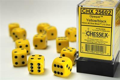 Opaque 16mm D6 Yellow/black Dice Block™ (12 dice) - Image 4