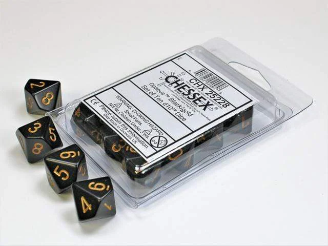 Opaque Black Gold d10 set