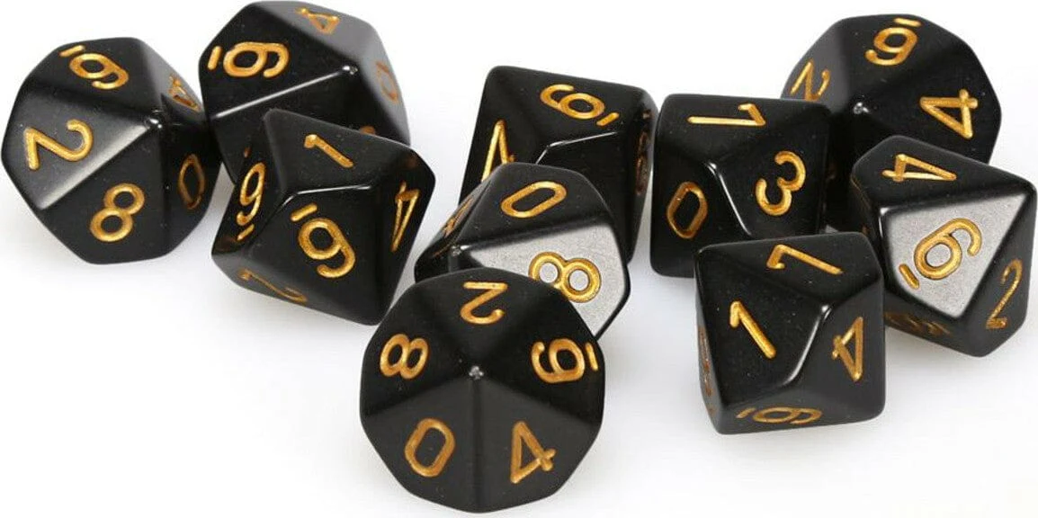 Opaque Black Gold d10 set - Image 3