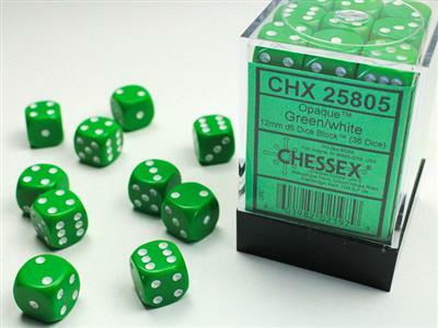 Opaque Green White 12mm d6 set - Image 2