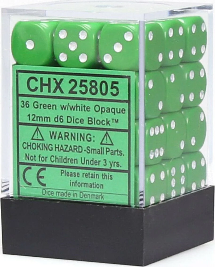 Opaque Green White 12mm d6 set - Image 3