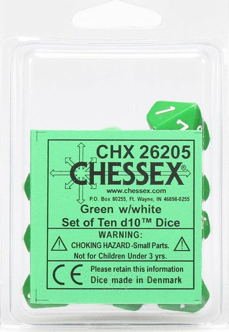 Opaque Green White d10 set - Image 2