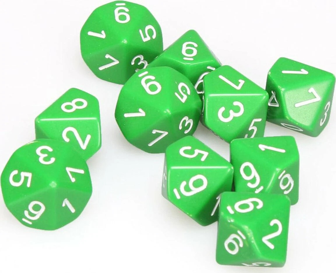 Opaque Green White d10 set - Image 3