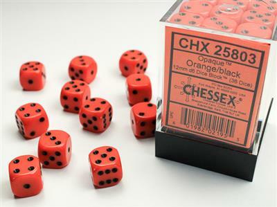Opaque 12mm D6 Orange/black Dice Block™ (36 dice) - Image 4