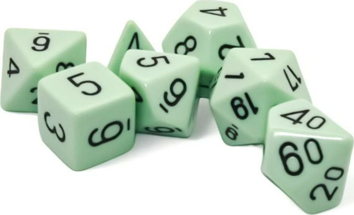 Opaque Pastel Green/black Polyhedral 7-Dice Set - Image 2