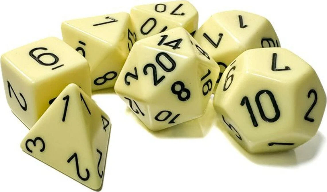 Opaque Pastel Yellow/black Polyhedral 7-Dice Set - Image 2