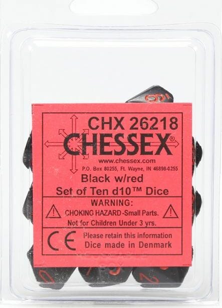 Opaque: Poly D10 Black/Red (10)