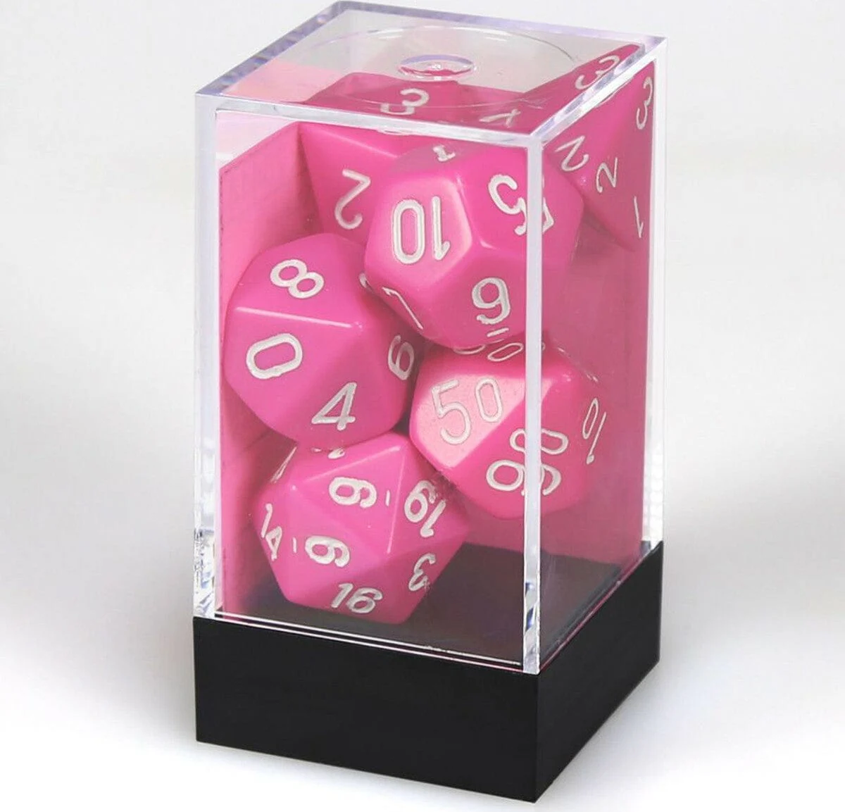 Opaque Polyhedral Pink/white 7-Die Set - Image 2