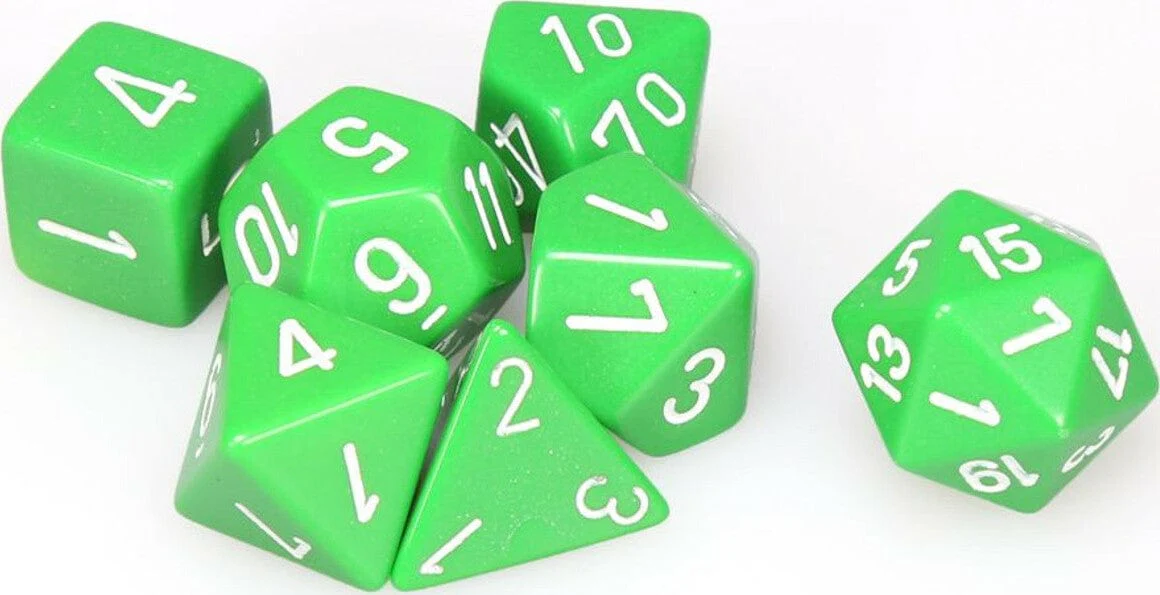 Opaque Polyhedral Green/white 7-Die Set - Image 3