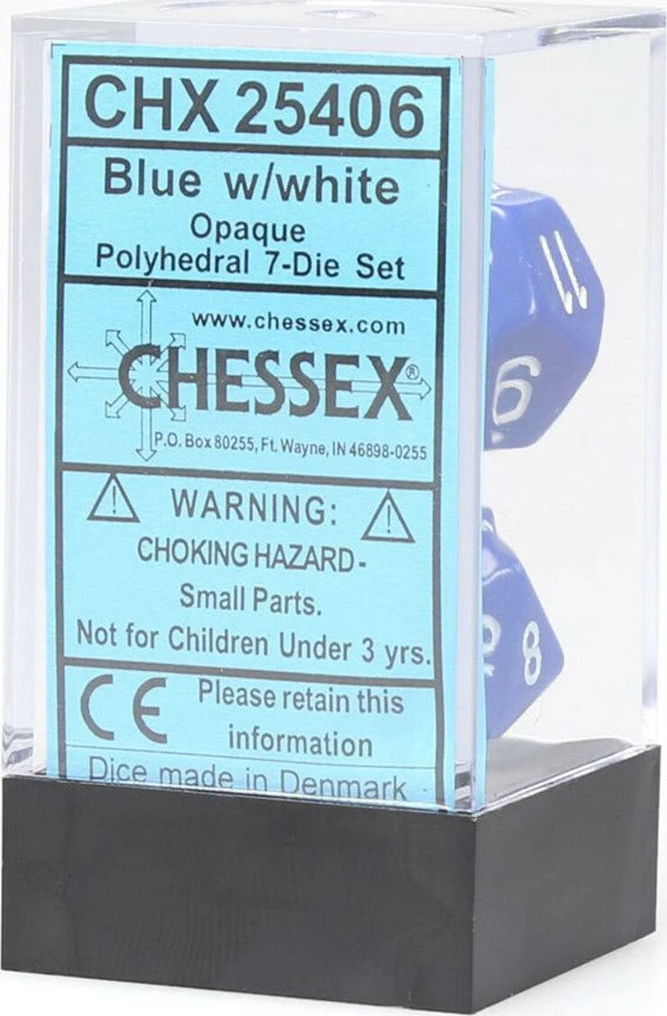 Opaque Polyhedral Blue/white 7-Die Set - Image 2