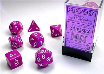 Opaque Polyhedral Light Purple/white 7-Die Set - Image 2