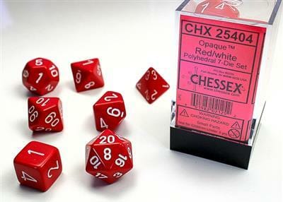 Opaque Polyhedral Red/white 7-Die Set