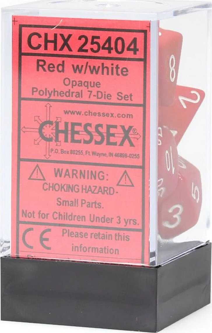 Opaque Polyhedral Red/white 7-Die Set - Image 2