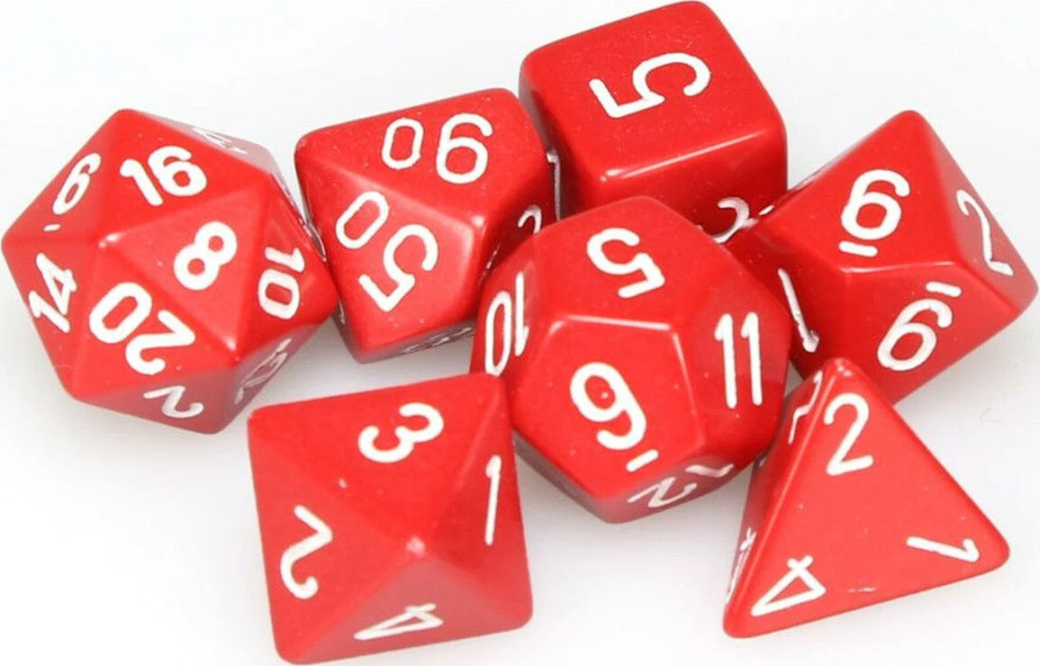 Opaque Polyhedral Red/white 7-Die Set - Image 3