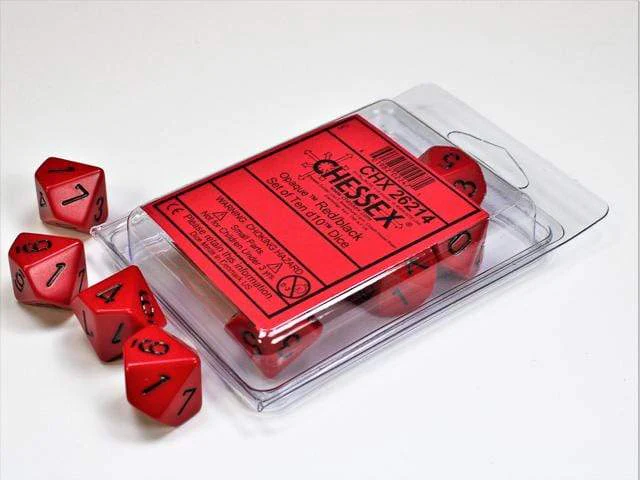 Opaque Red Black d10 set