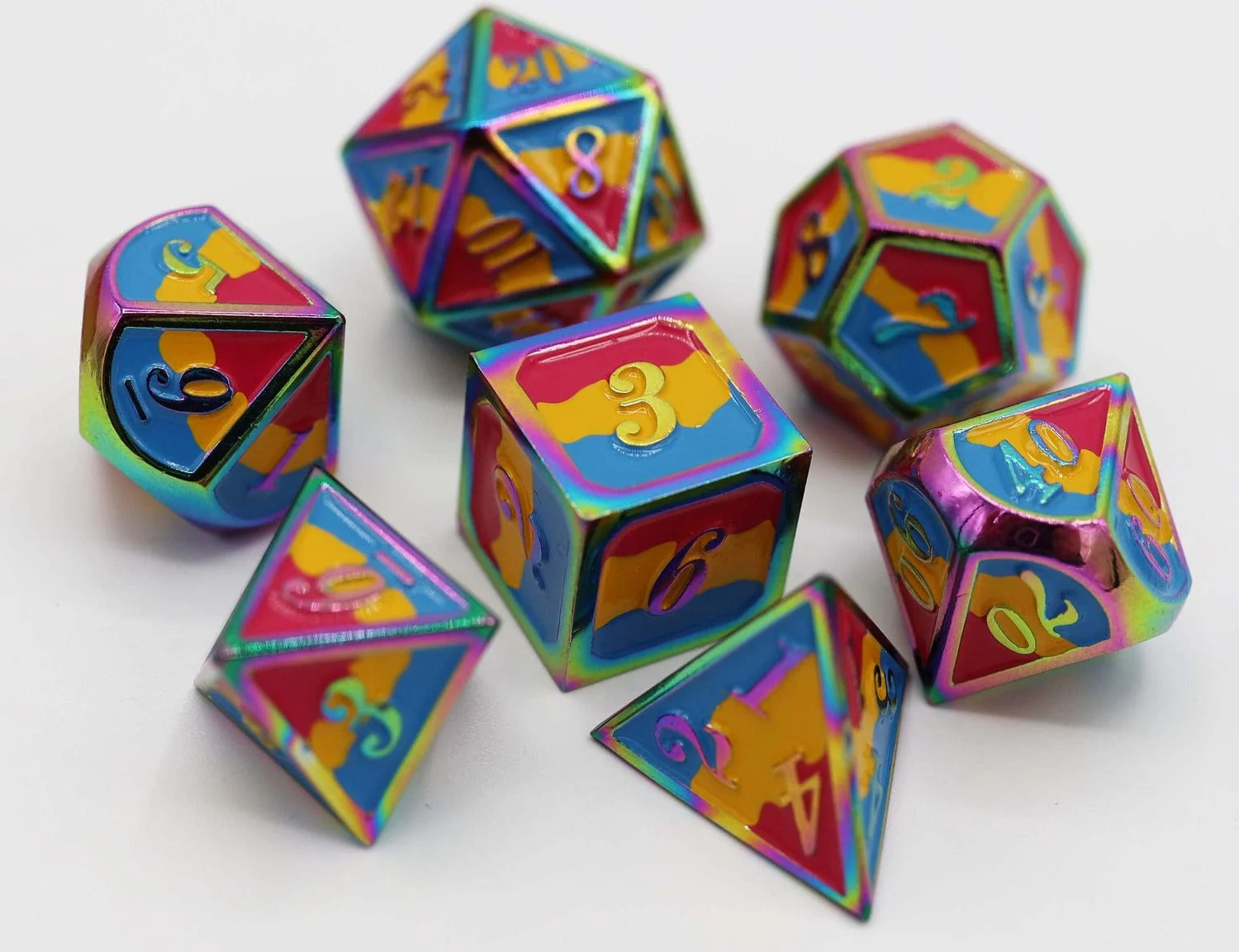 Pansexual Pride Flag - Metal RPG Dice Set - Image 2