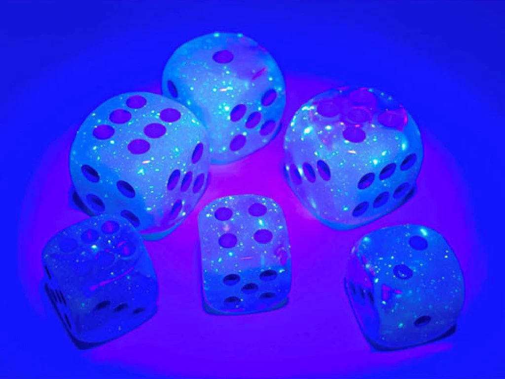 Gemini® 12mm D6 Pearl Turquoise-White/blue Luminary™ Dice Block™ (36 dice) - Image 6