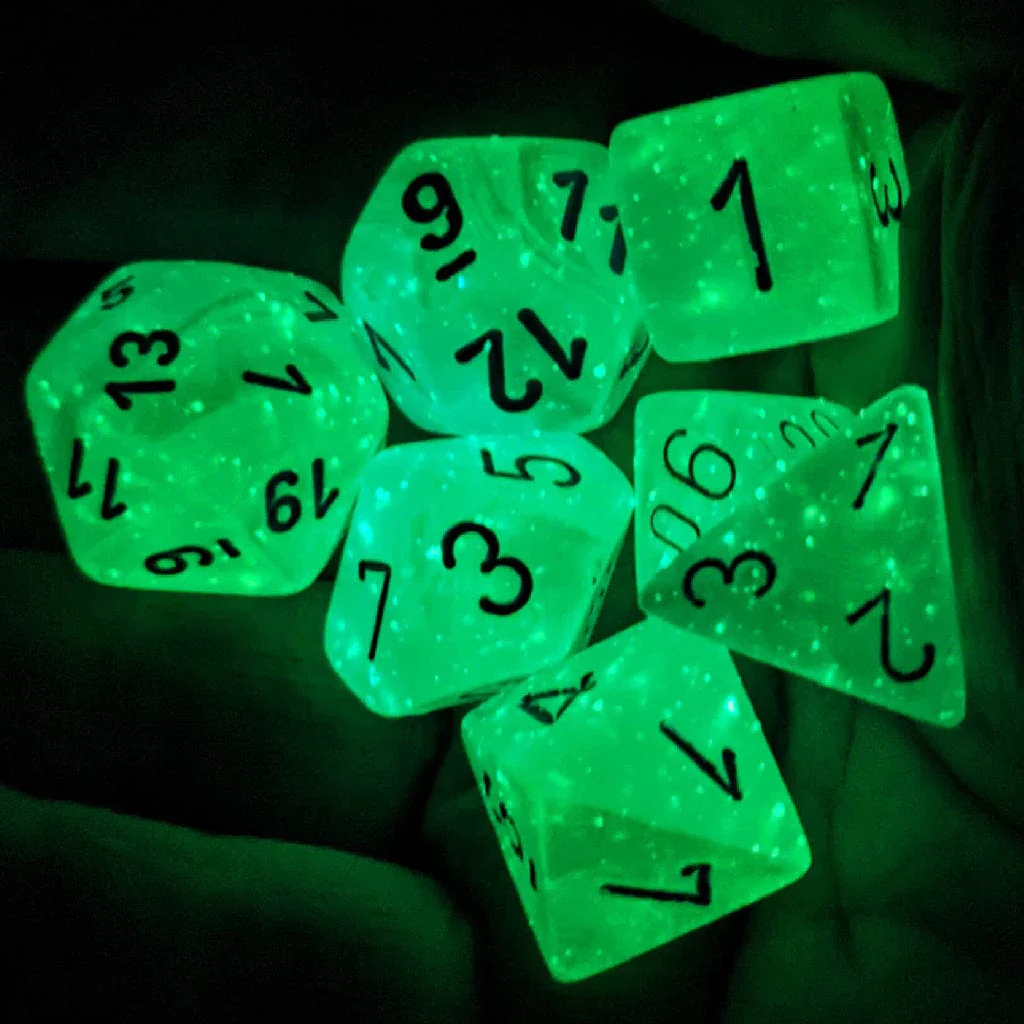 Gemini Pearl Turquoise-White/blue Luminary Polyhedral 7-Die Set - Image 3