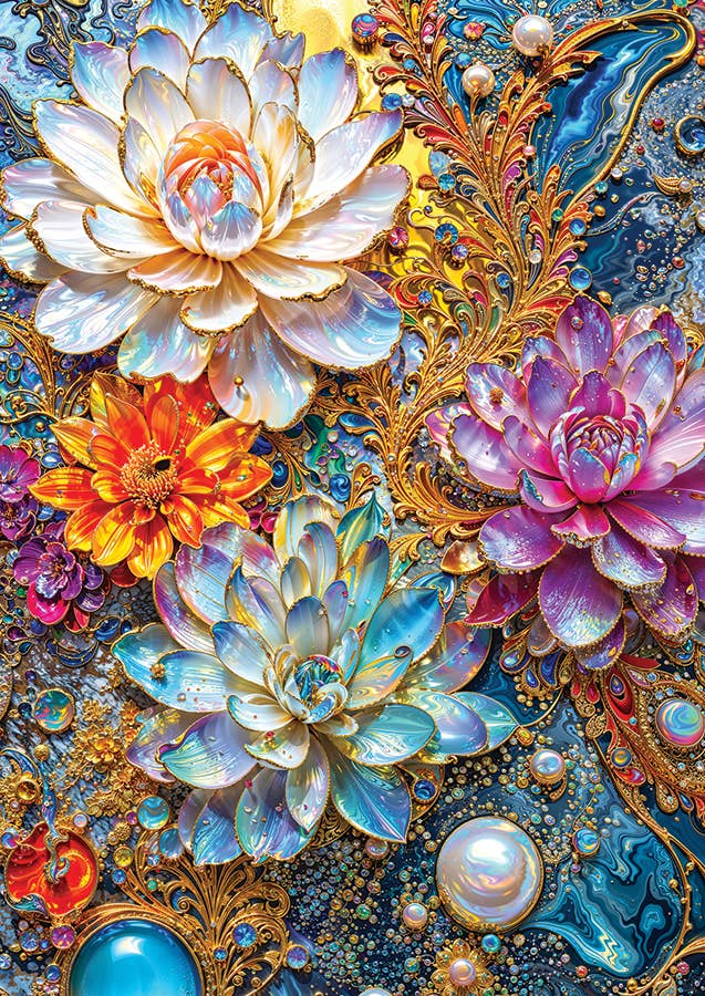 Pearlescent Waterlilies 1000pc Enjoy Puzzle - Image 2