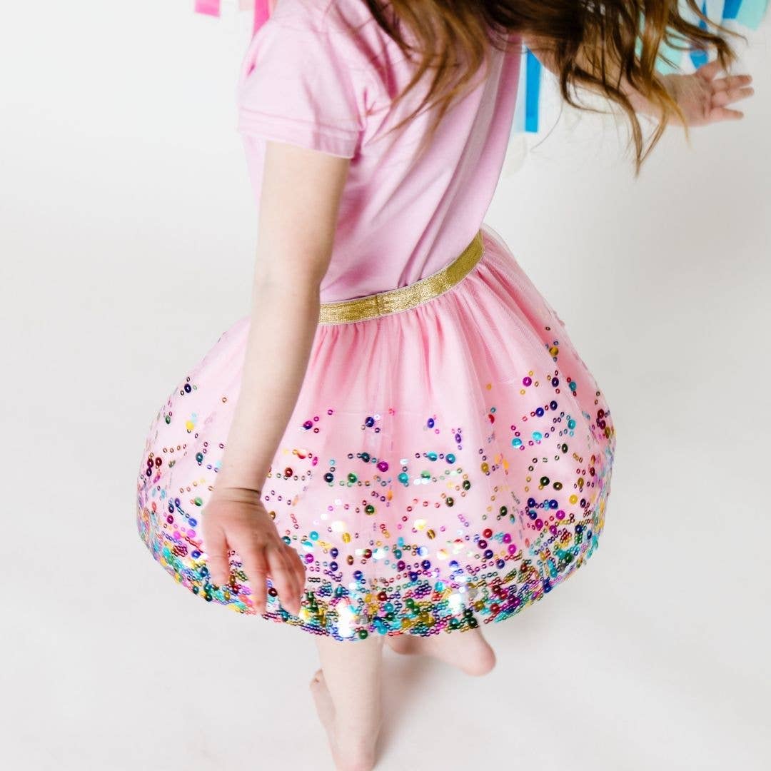 Pink Confetti Tutu - Dress Up Skirt - Kids Tutu: 4-6Y - Image 4
