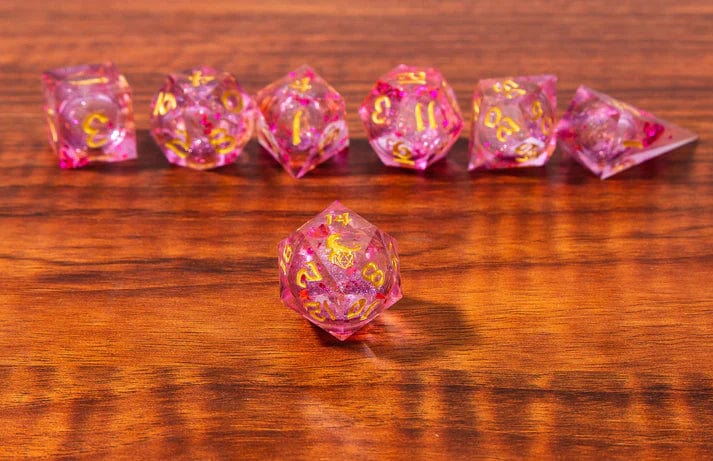 Pink Sharp Edge Liquid Core 7 Dice Set - Image 2