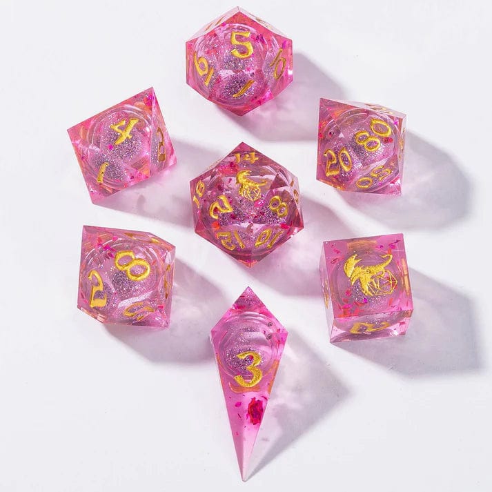 Pink Sharp Edge Liquid Core 7 Dice Set - Image 4