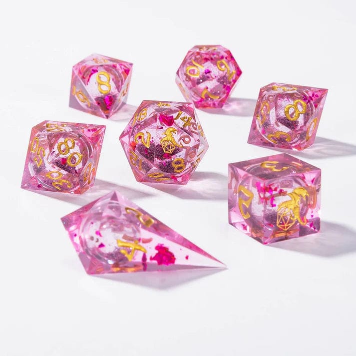 Pink Sharp Edge Liquid Core 7 Dice Set - Image 5